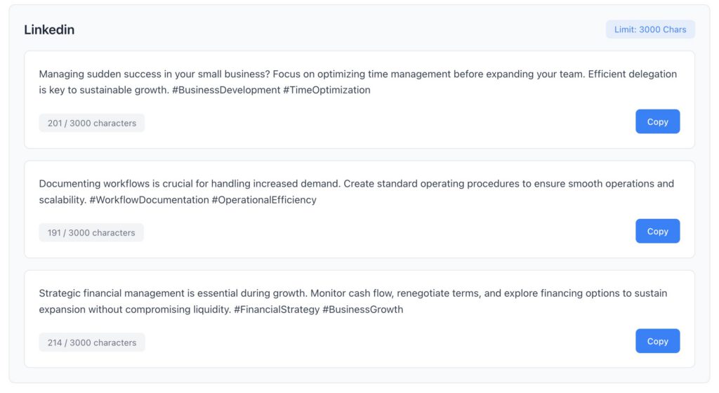 Results Display (LinkedIn)